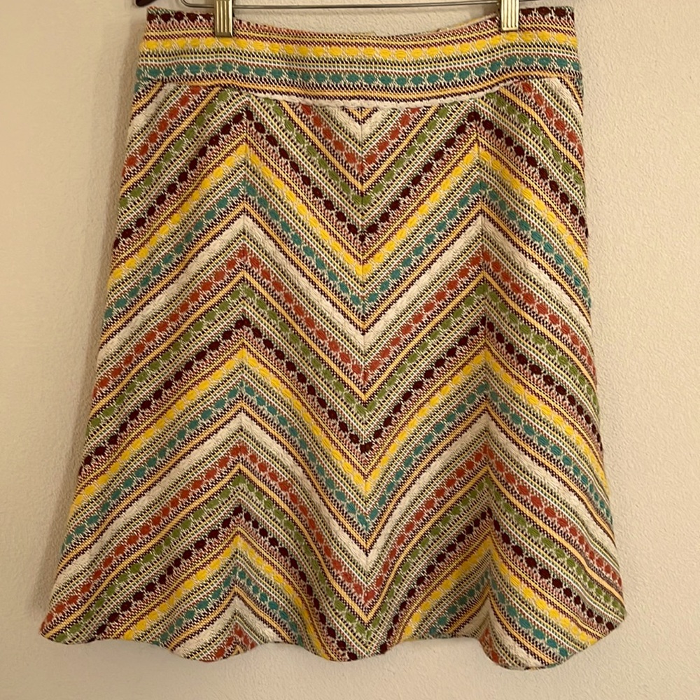 Nanette Lepore Embroidered Chevron Multicolor Skirt Size 10
